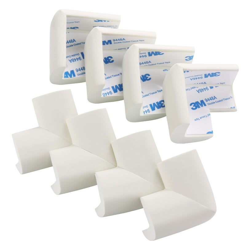 AIXMEET 8 Pack Soft Corner Protector Baby Proofing Edge and Corner Guards, Safety Pre-Taped Rubber Foam,Child Safety Furniture Bumper, Corner Protectors for furniturey, Soft Sponge Table Corners, White - Image 2